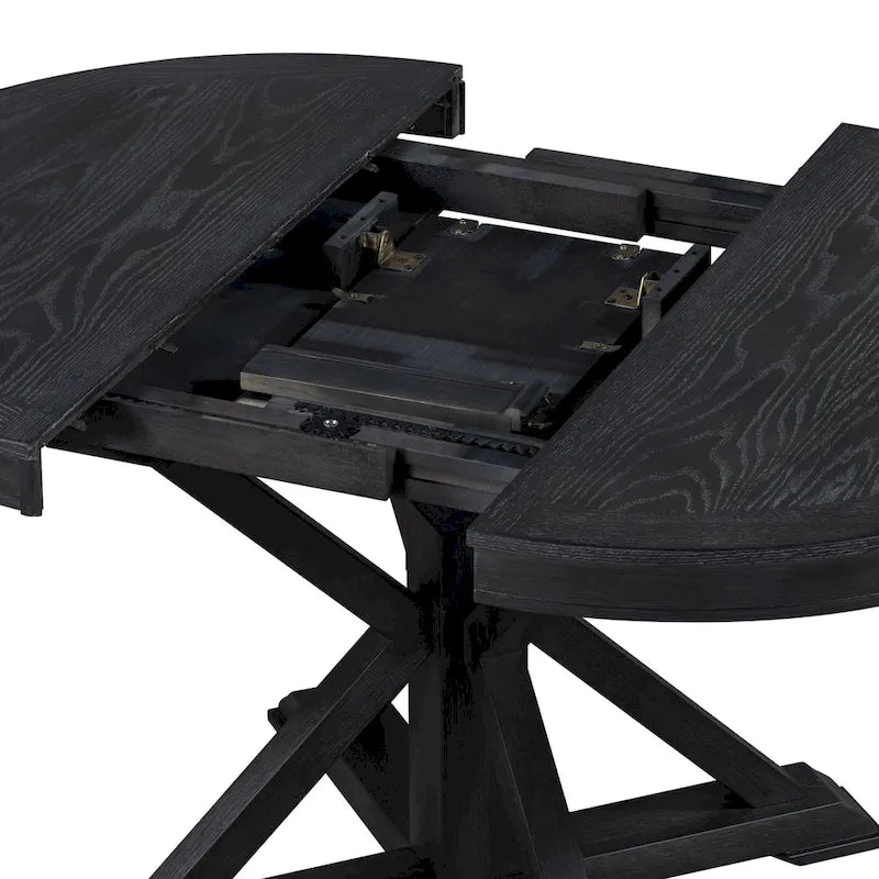 Table de salle à manger extensible de style rétro et fonctionnel, avec une rallonge de 30 cm