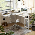 Bureau d'ordinateur de 172 cm avec tiroir de classement et prise de courant, lumières LED