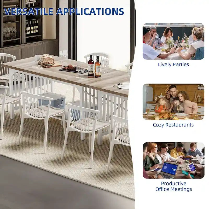 Grande table de cuisine à manger de 70 pouces pour 6 à 8 personnes, table de cuisine de style ferme industriel avec étagère de rangement