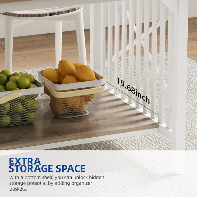 Grande table de cuisine à manger de 70 pouces pour 6 à 8 personnes, table de cuisine de style ferme industriel avec étagère de rangement