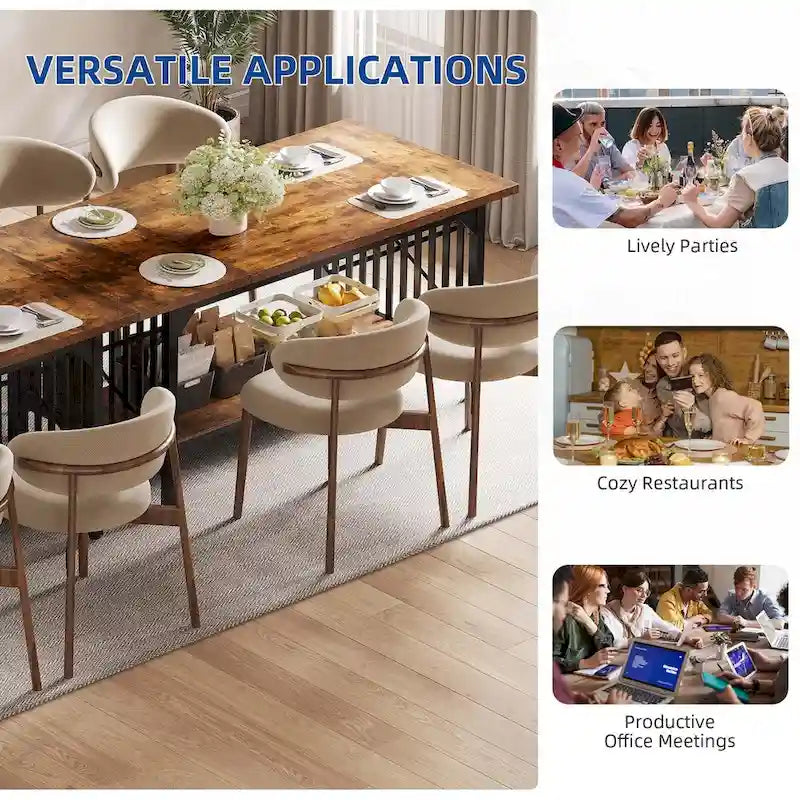 Grande table de cuisine à manger de 70 pouces pour 6 à 8 personnes, table de cuisine de style ferme industriel avec étagère de rangement