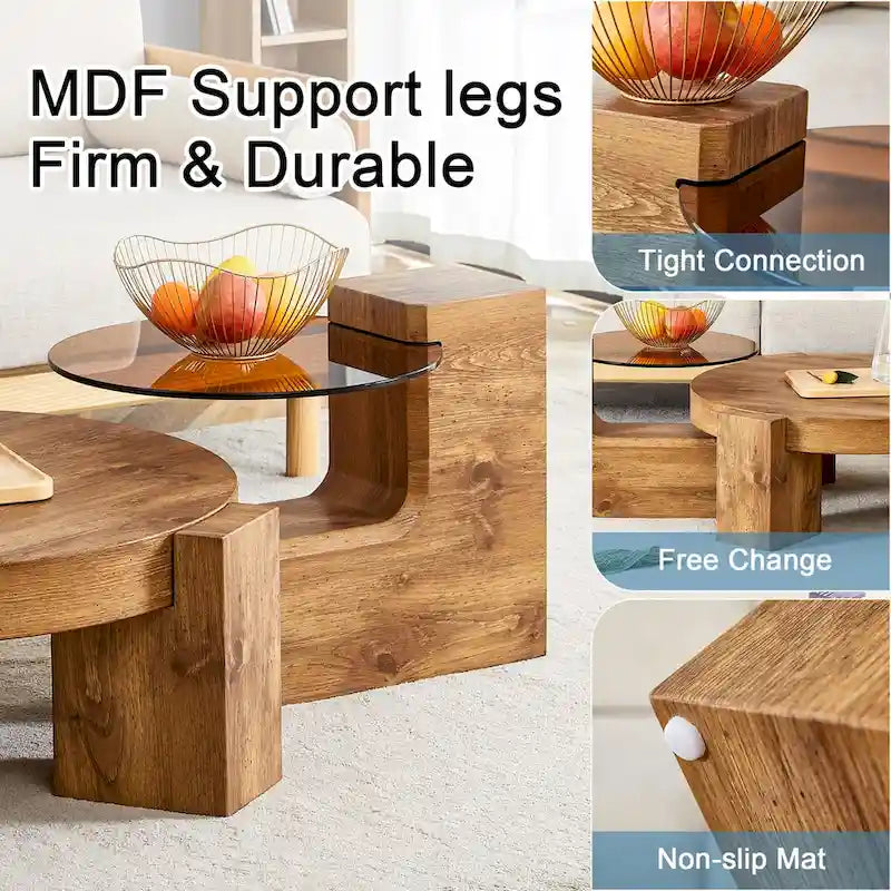 La table basse double plateau amovible, et la conception détachable peut rendre l'utilisation de l'espace plus flexible