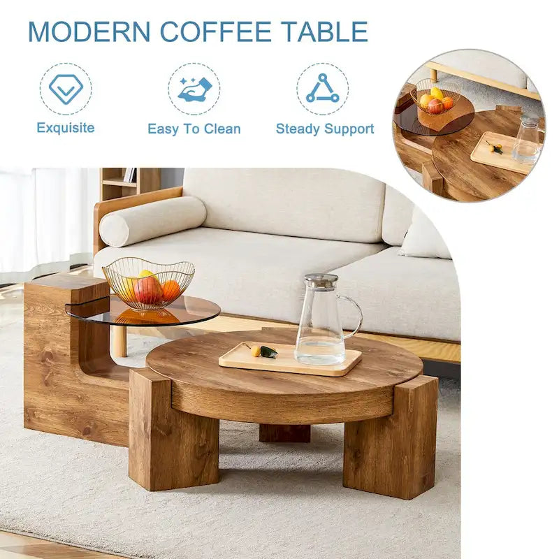 La table basse double plateau amovible, et la conception détachable peut rendre l'utilisation de l'espace plus flexible