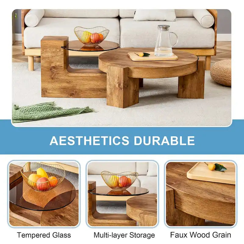 La table basse double plateau amovible, et la conception détachable peut rendre l'utilisation de l'espace plus flexible