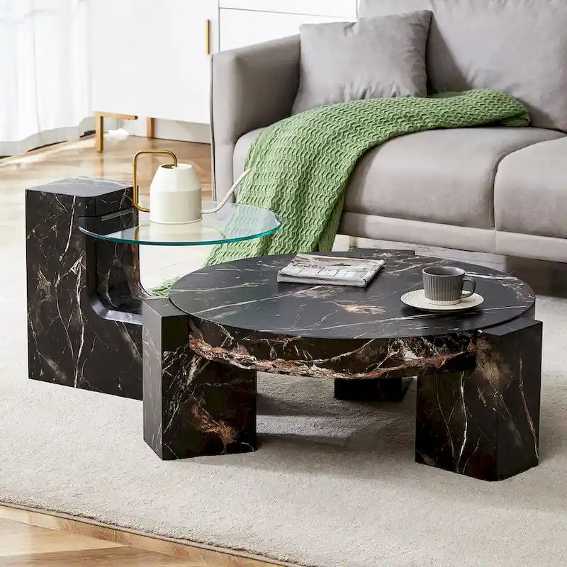 La table basse double plateau amovible, et la conception détachable peut rendre l'utilisation de l'espace plus flexible