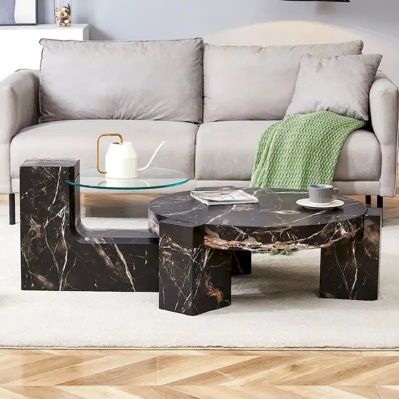 La table basse double plateau amovible, et la conception détachable peut rendre l'utilisation de l'espace plus flexible