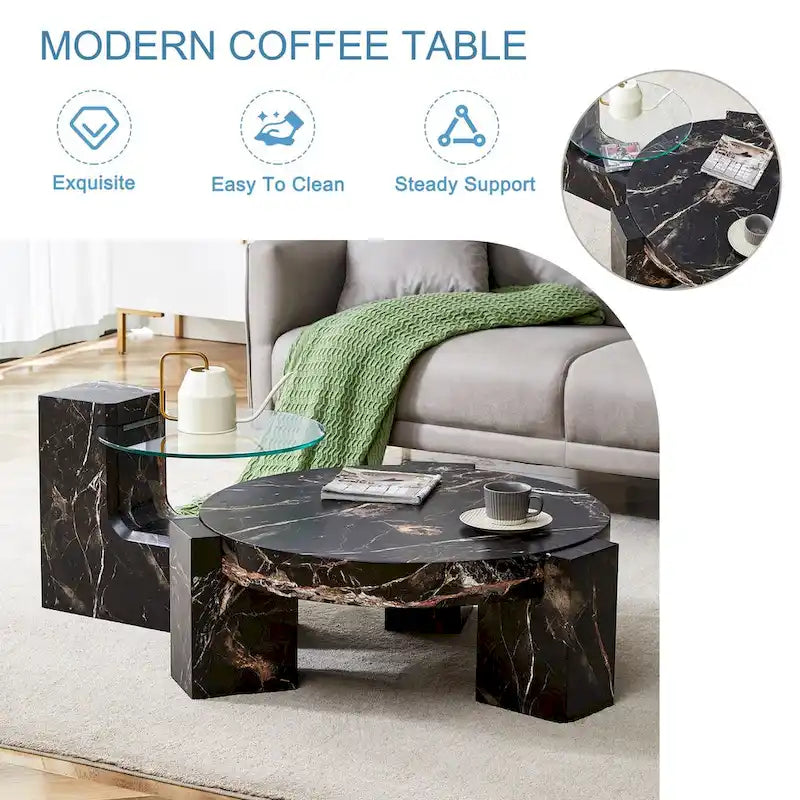 La table basse double plateau amovible, et la conception détachable peut rendre l'utilisation de l'espace plus flexible