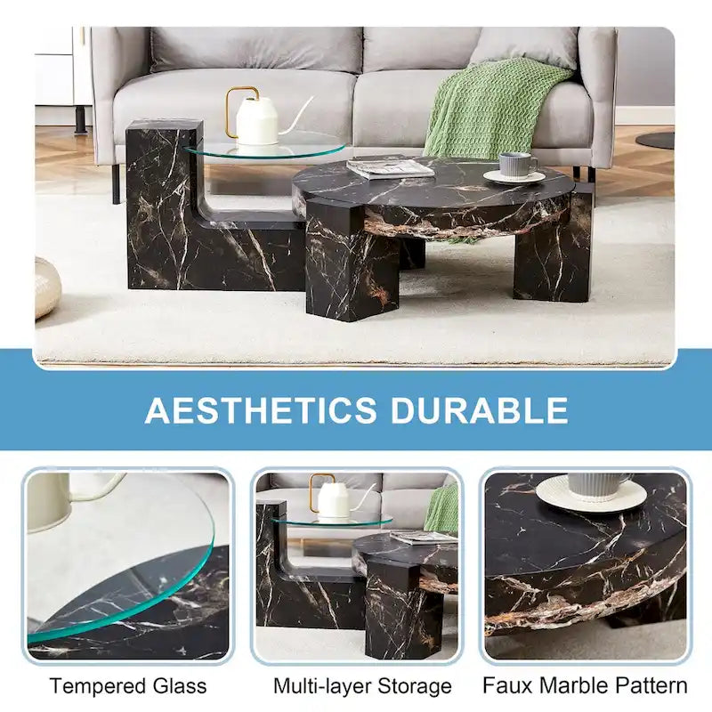 La table basse double plateau amovible, et la conception détachable peut rendre l'utilisation de l'espace plus flexible
