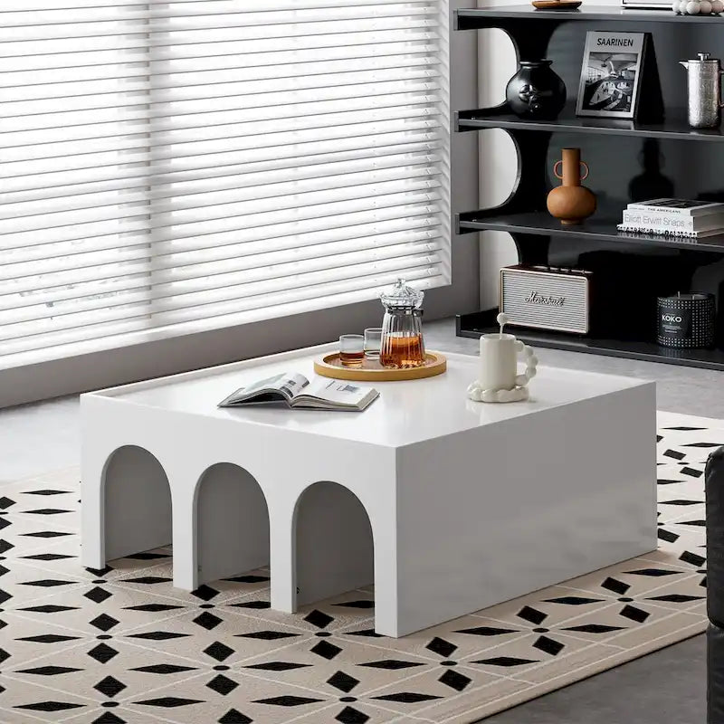 Étagère à livres et table basse multifonctionnelles à 4 niveaux blanches, étagère à livres créative, étagères de rangement minimalistes