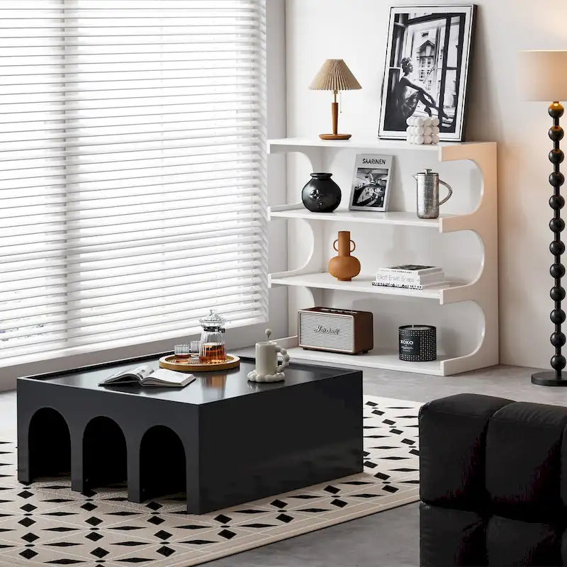 Étagère à livres et table basse multifonctionnelles à 4 niveaux blanches, étagère à livres créative, étagères de rangement minimalistes