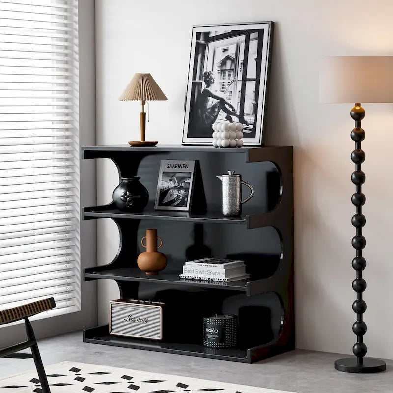 Étagère à livres et table basse multifonctionnelles à 4 niveaux blanches, étagère à livres créative, étagères de rangement minimalistes