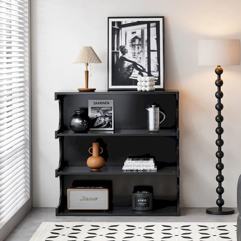 Étagère à livres et table basse multifonctionnelles à 4 niveaux blanches, étagère à livres créative, étagères de rangement minimalistes