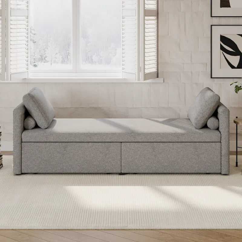 Chaise longue moderne pour lit de repos, lit de repos simple avec 2 tiroirs, pas besoin de matelas, parfait pour les salons et les bureaux à domicile