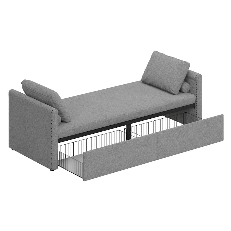 Chaise longue moderne pour lit de repos, lit de repos simple avec 2 tiroirs, pas besoin de matelas, parfait pour les salons et les bureaux à domicile