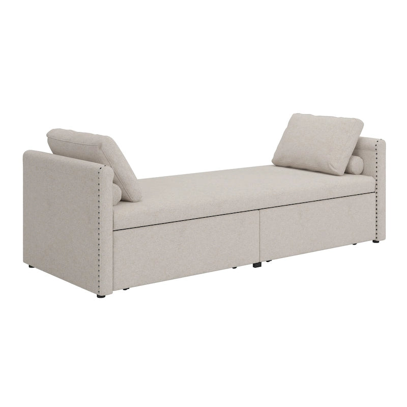 Chaise longue moderne pour lit de repos, lit de repos simple avec 2 tiroirs, pas besoin de matelas, parfait pour les salons et les bureaux à domicile