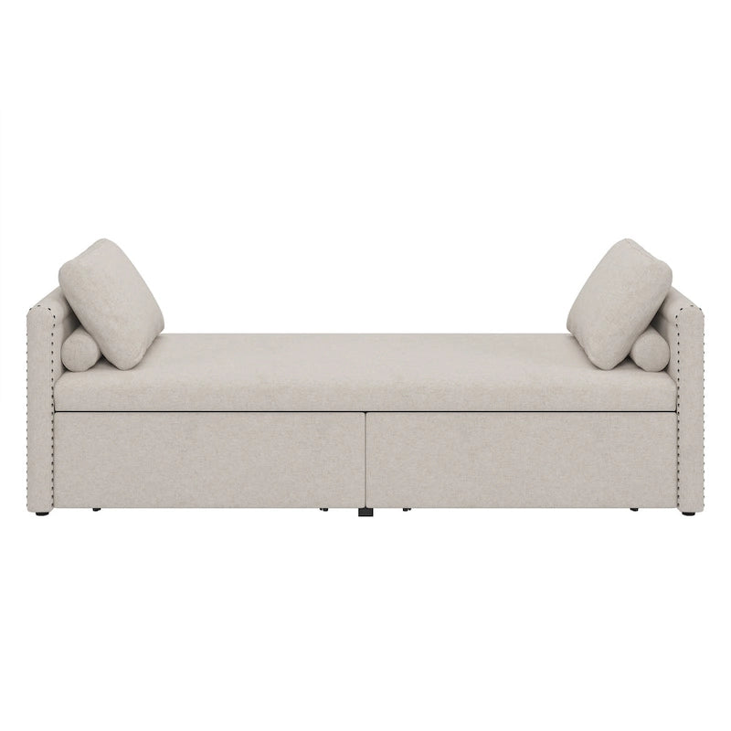 Chaise longue moderne pour lit de repos, lit de repos simple avec 2 tiroirs, pas besoin de matelas, parfait pour les salons et les bureaux à domicile