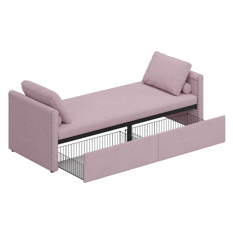 Chaise longue moderne pour lit de repos, lit de repos simple avec 2 tiroirs, pas besoin de matelas, parfait pour les salons et les bureaux à domicile
