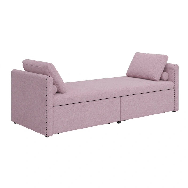 Chaise longue moderne pour lit de repos, lit de repos simple avec 2 tiroirs, pas besoin de matelas, parfait pour les salons et les bureaux à domicile
