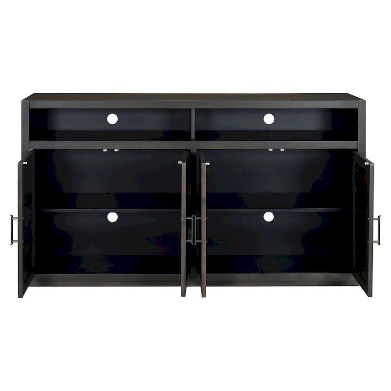 Buffet classique 4 portes avec rangement ouvert et étagères réglables