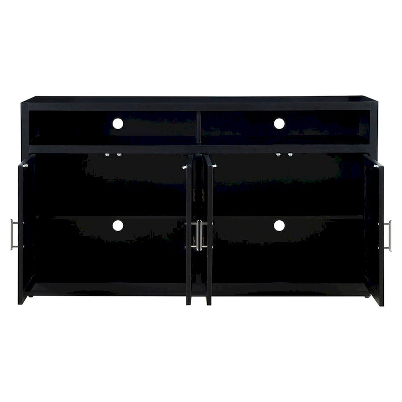 Buffet classique 4 portes avec rangement ouvert et étagères réglables
